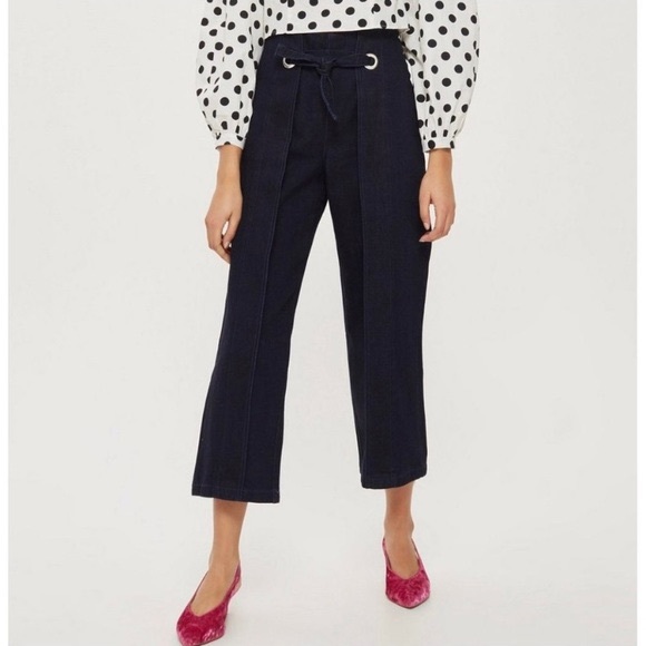 Topshop MOTO Indigo Cropped Wide Leg Jeans - Picture 5 of 8